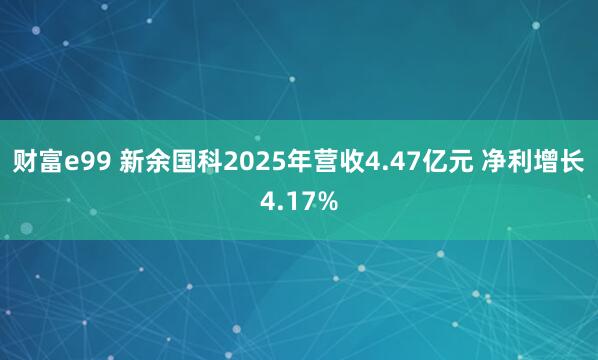财富e99 新余国科2025年营收4.47亿元 净利增长4.17%
